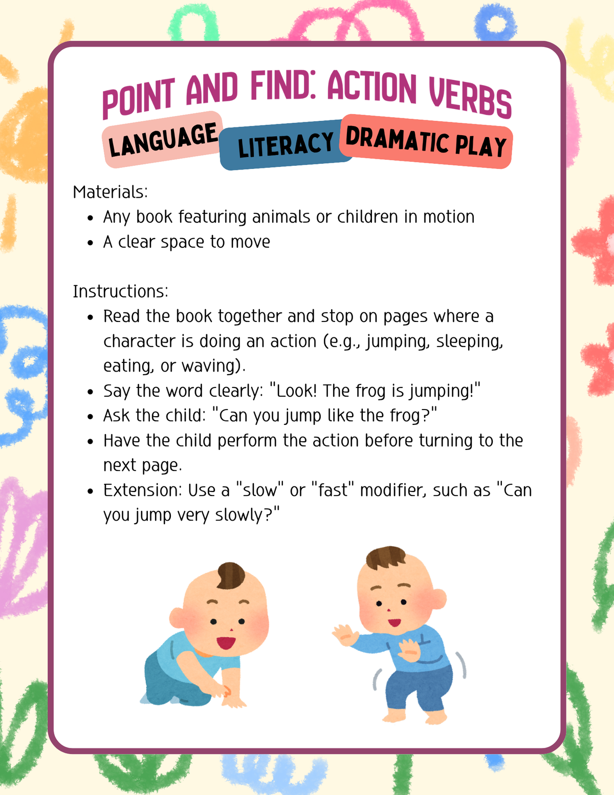 Nanny's Play and Learn- Nanny Activity Guide (Ages 1-2) | Printable Babysitter Tracker, Schedules & Keepsake Workbook
