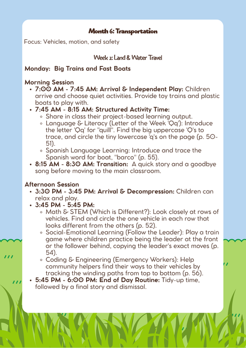 3-4 Years Old- Lesson Plan: Transportation (Month 6) | Everyday Play N Learn Curriculum Series