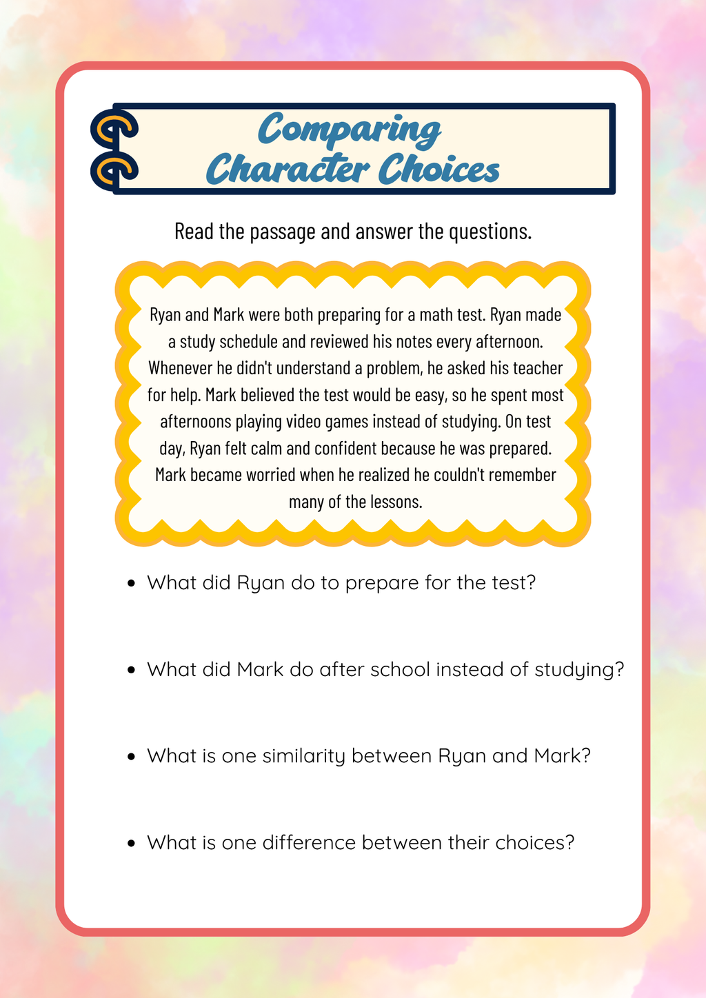 Compare & Contrast Characters Activity Pack (Grades 3-5) | Reading Comprehension Worksheets