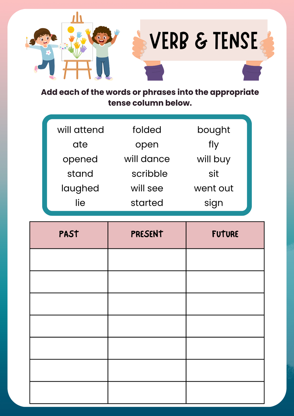 Verbs (3rd-4th Grade) Unlock the Power of Language Supplemental Activity Unit (Sample)| Everyday Play N Learn Curriculum Series