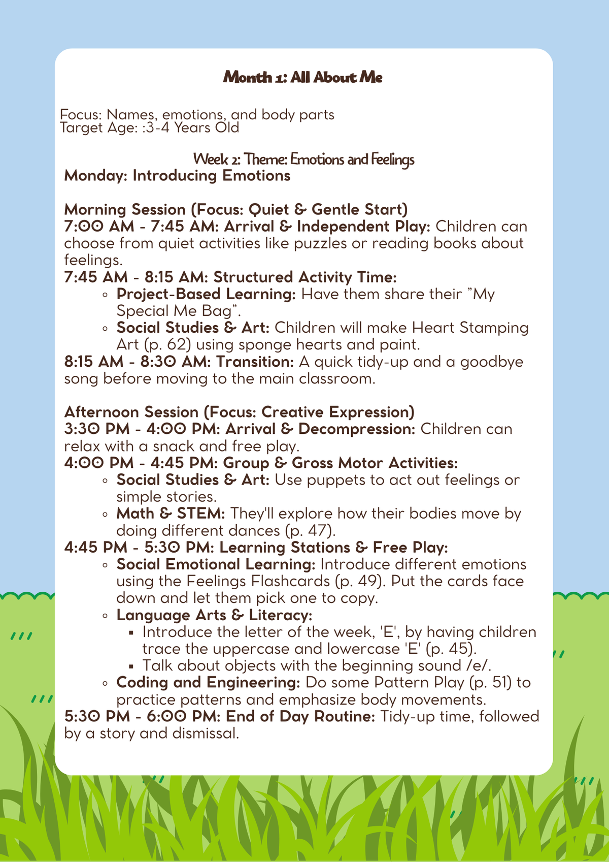 3–4 Years Old- Lesson Plan: All About Me (Month 1) | Everyday Play N Learn Curriculum Series