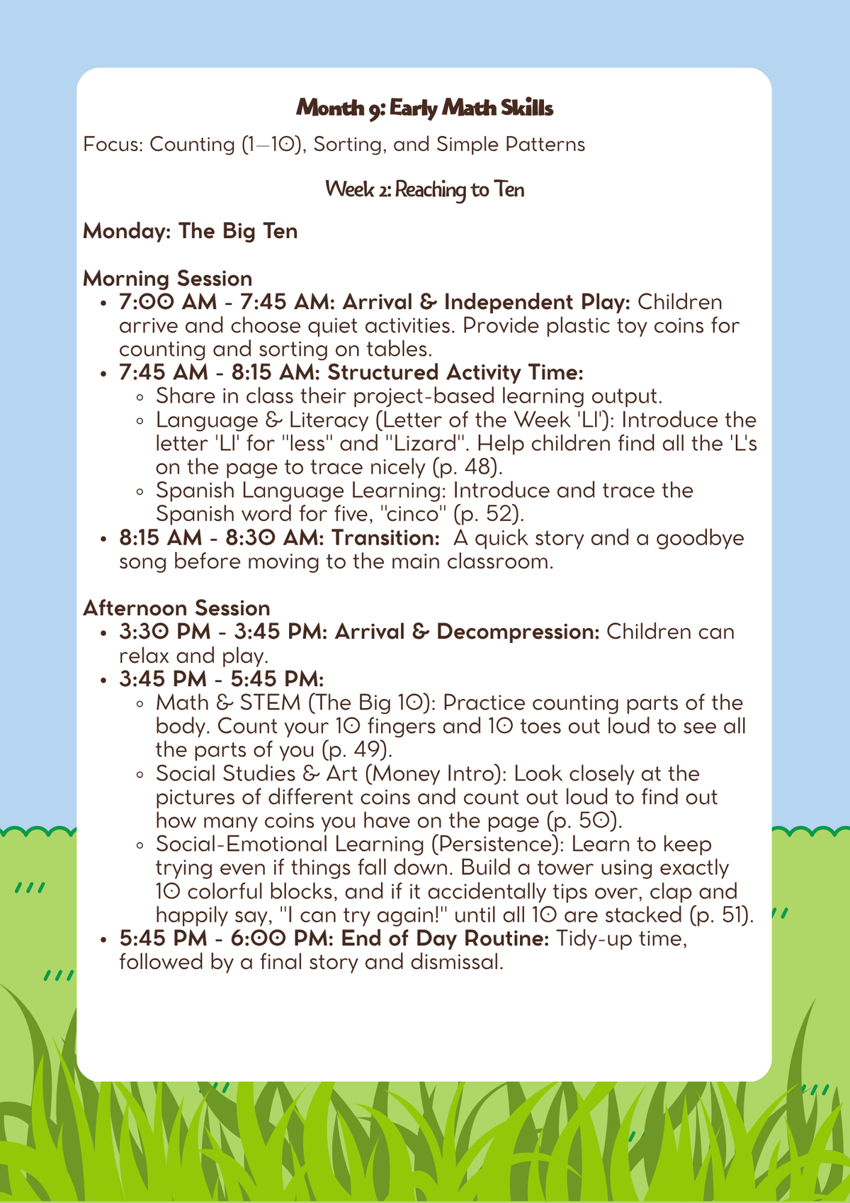 3–4 Years Old- Lesson Plan: Early Math Skills (Month 9) | Everyday Play N Learn Curriculum Series