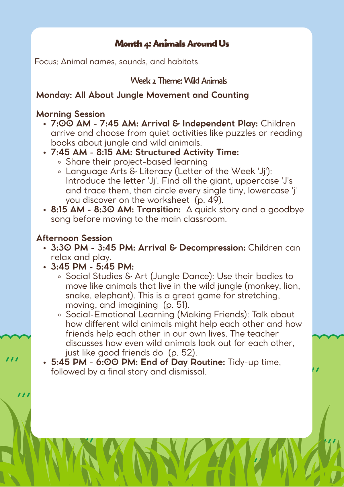 3–4 Years Old- Lesson Plan: Animals Around Us (Month 4) | Everyday Play N Learn Curriculum Series