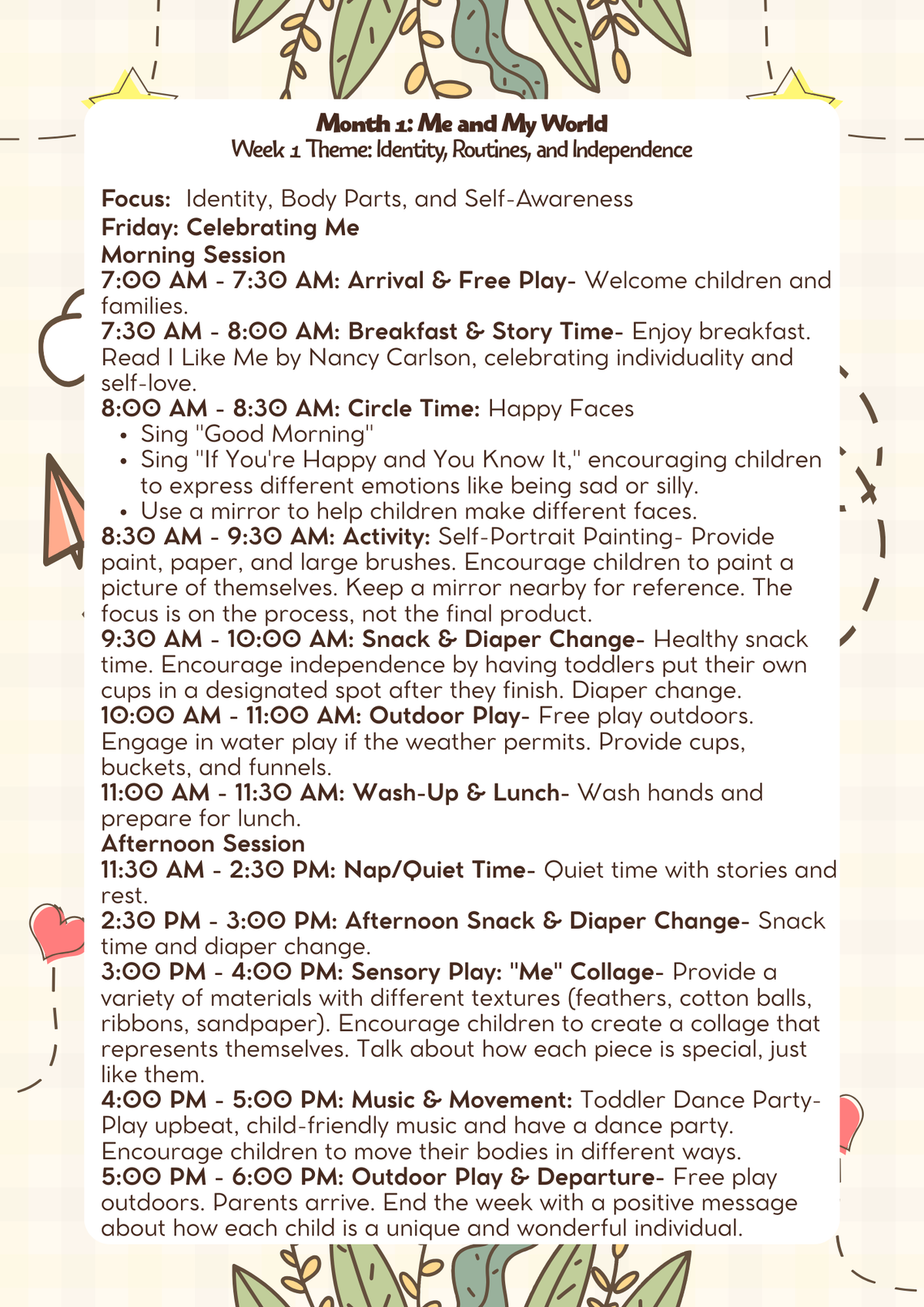 18–24 Months: 1 Lesson Plan: Me and My World (Month 1) | Everyday Play N Learn Curriculum Series
