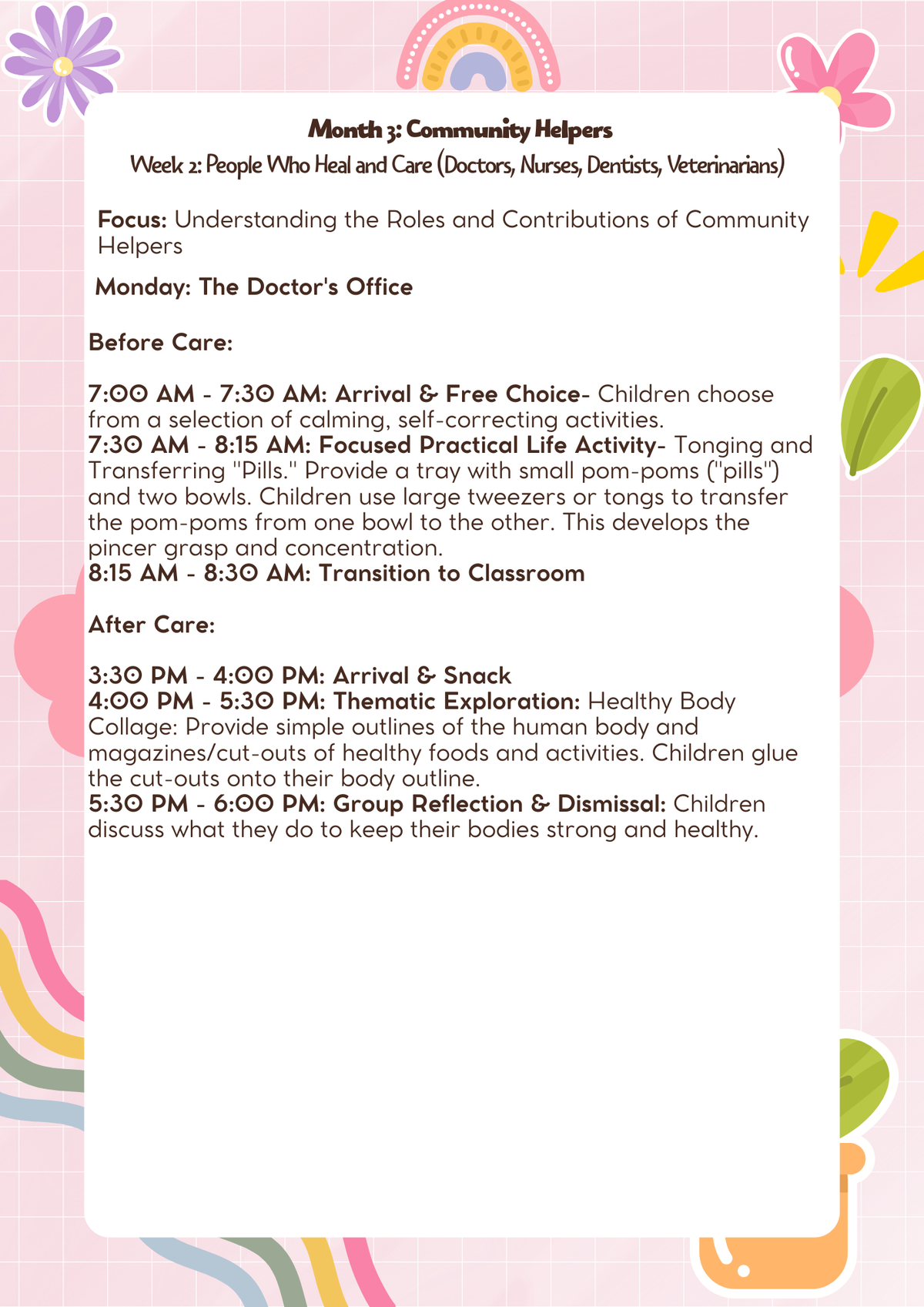 Kindergarten: Lesson Plan: Community Helpers (Month 3) | Everyday Play N Learn Curriculum Series
