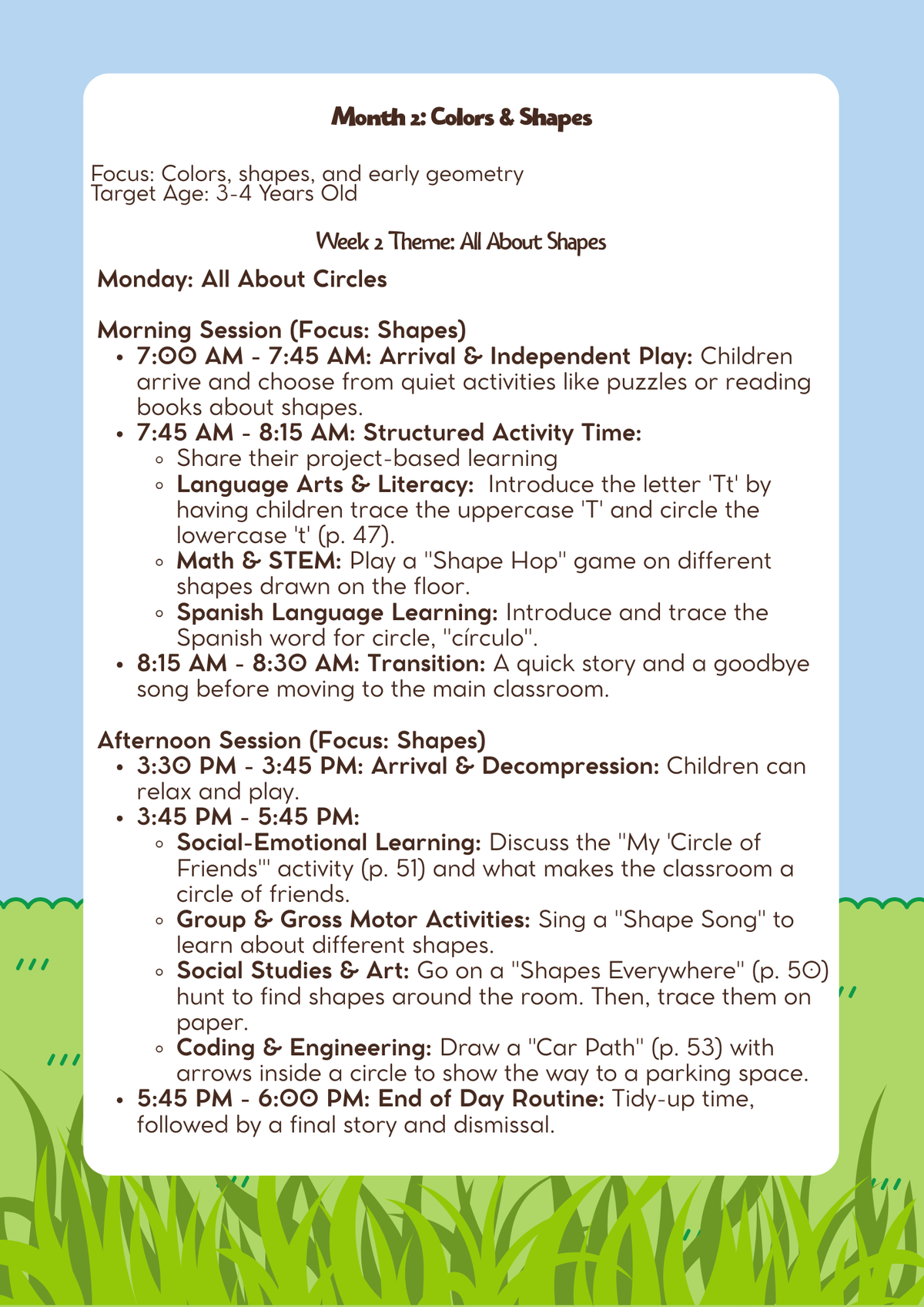 3–4 Years Old- Lesson Plan: Colors & Shapes (Month 2) | Everyday Play N Learn Curriculum Series