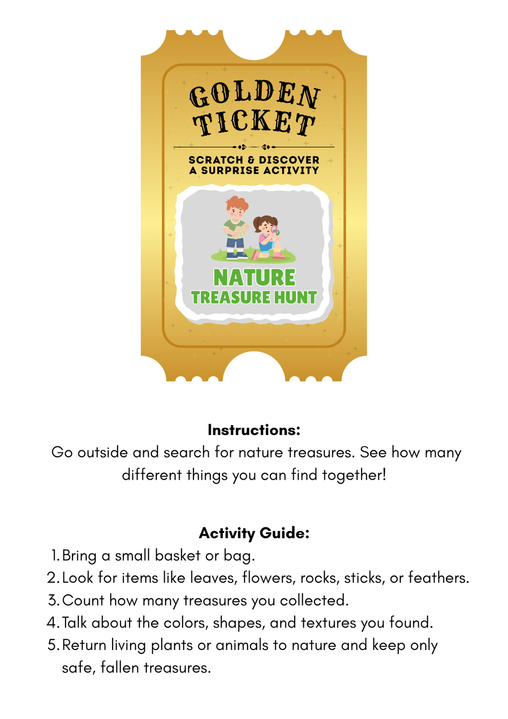 Scratch-Off Golden Ticket Family Activity Cards | Printable Surprise Family Bonding Pack