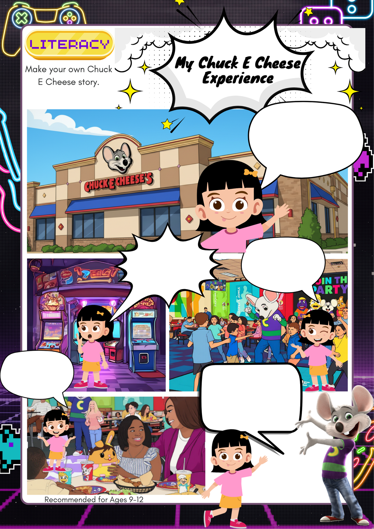 Chuck E. Cheese Adventure Activity Pack (Grades 1-3) | Practical Math & Early Financial Literacy Worksheets