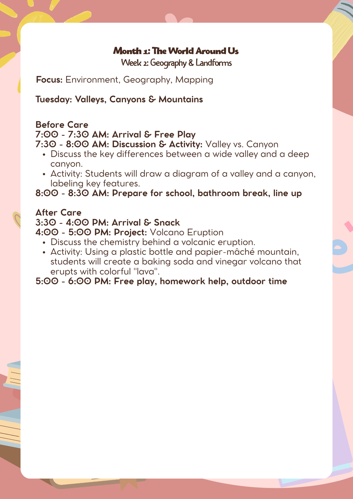 3rd–5th Grade: Lesson Plan: The World Around Us (Month 1) | Everyday Play N Learn Curriculum Series
