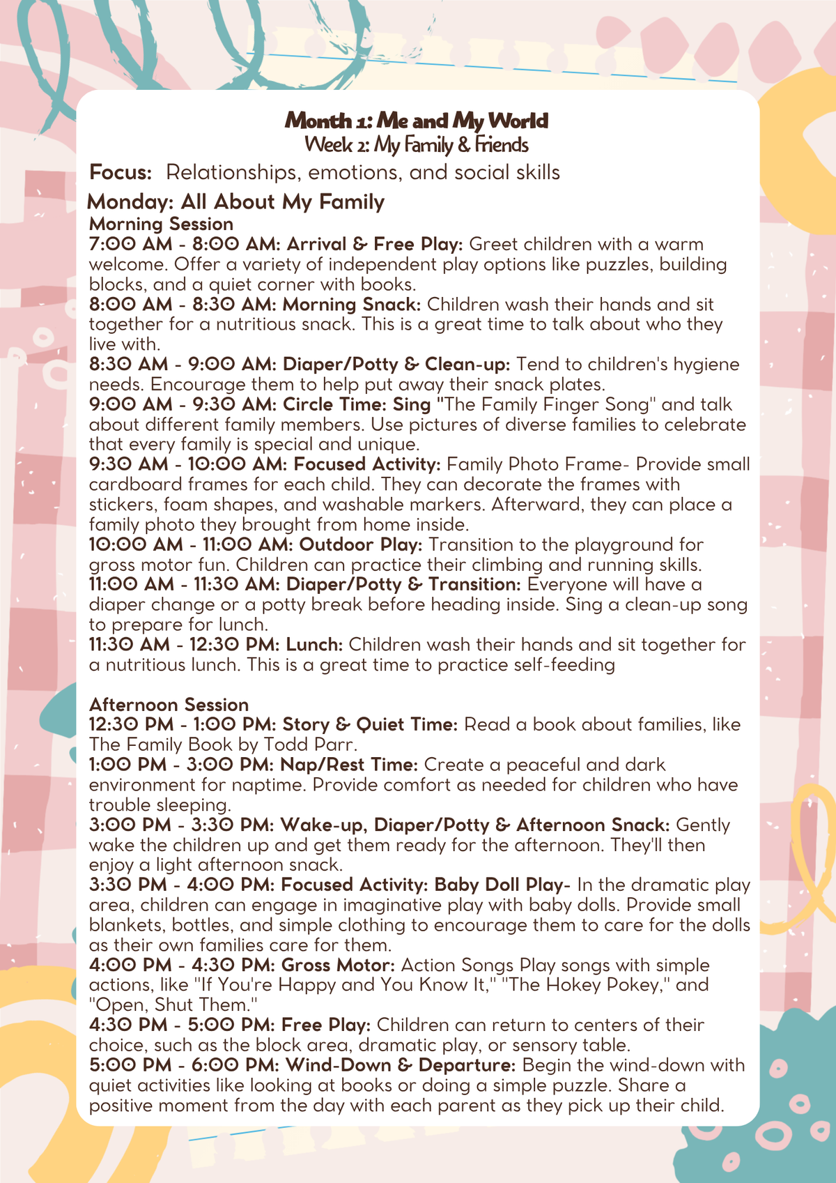 2 Years Old: Lesson Plan: Me and My World (Month 1) | Everyday Play N Learn Curriculum Series