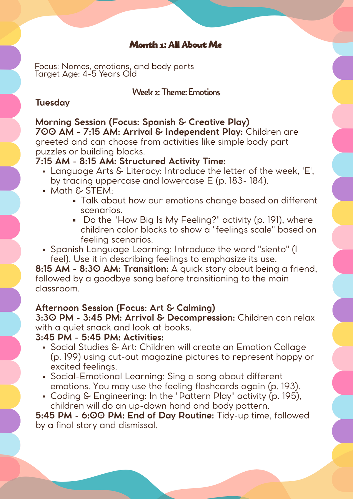 4–5 Years Old- Lesson Plan: All About Me (Month 1) | Everyday Play N Learn Curriculum Series
