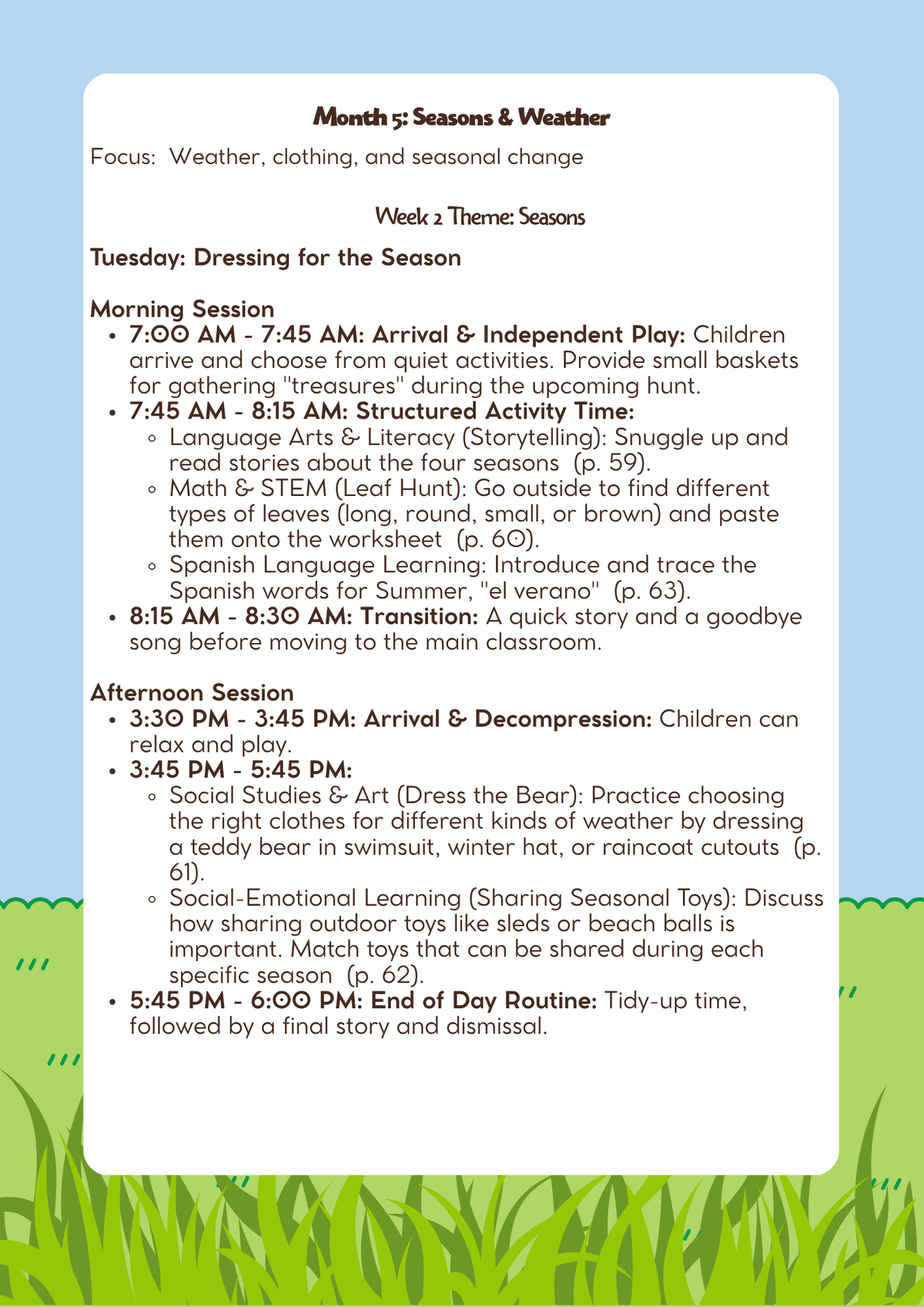 3–4 Years Old- Lesson Plan: Seasons & Weather (Month 5) | Everyday Play N Learn Curriculum Series