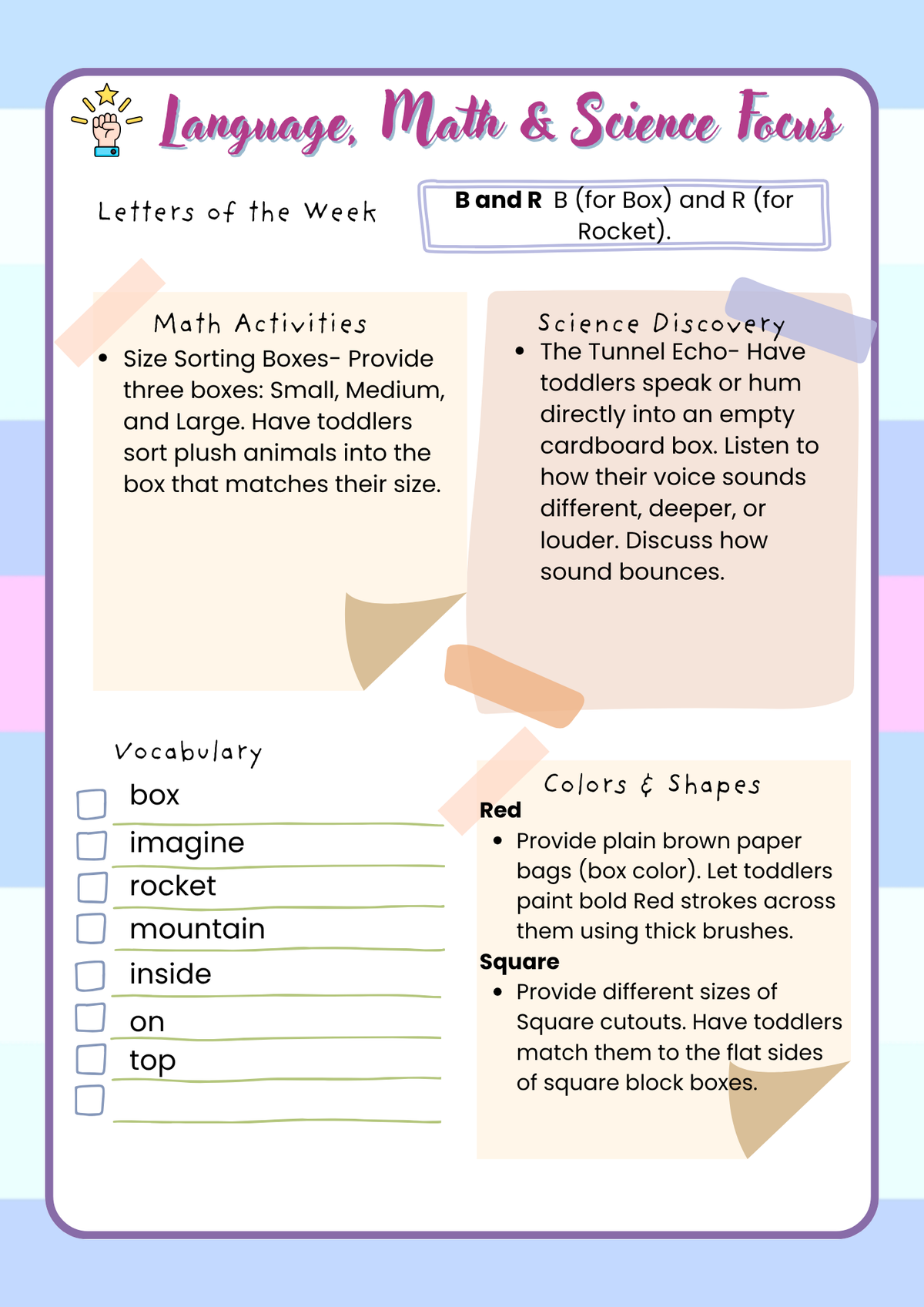 2-Year-Old Classroom: Book Week Adventure Unit: July  Teacher's Guide| Everyday Play N Learn Curriculum Series