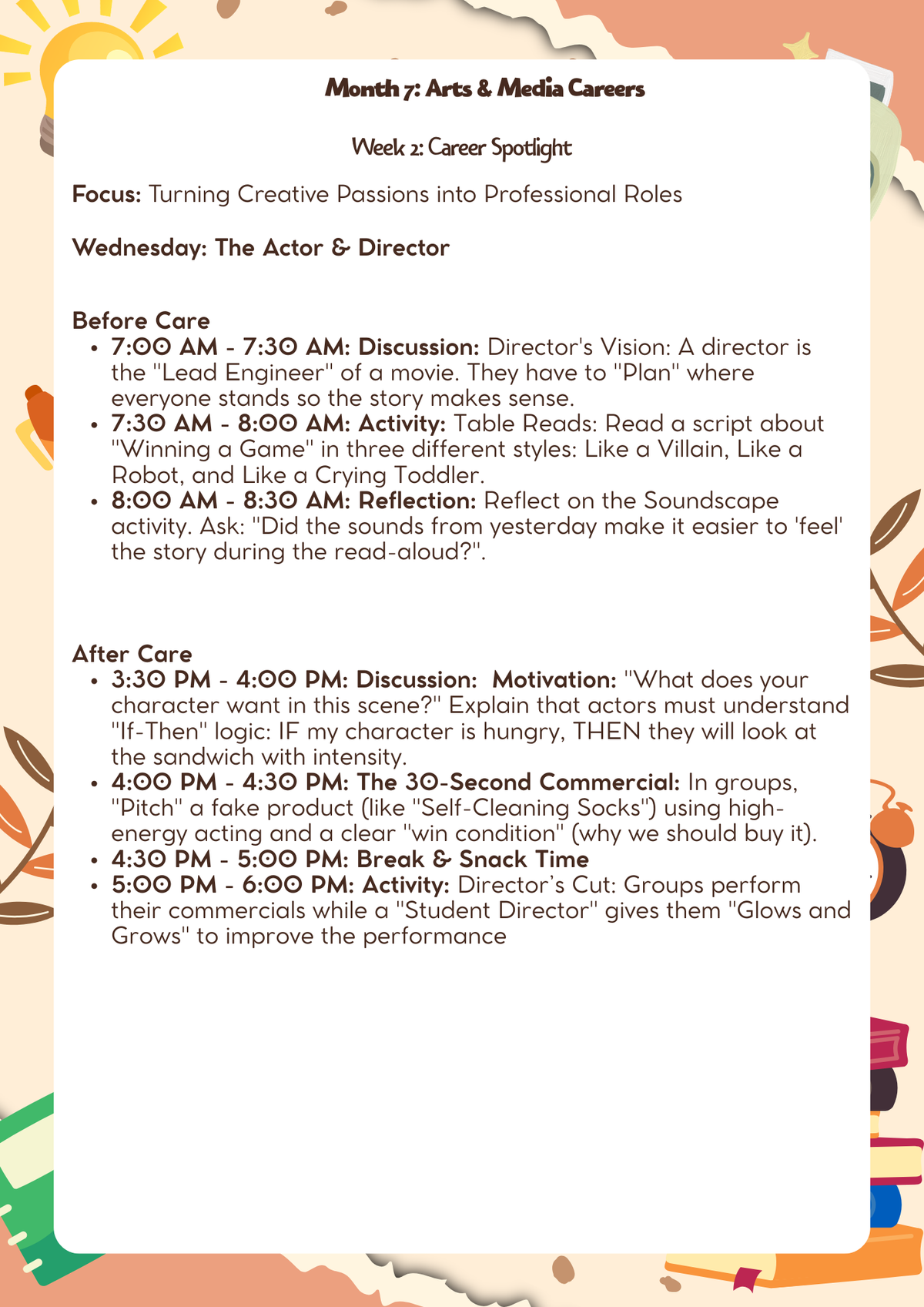 6th–7th Grade: Lesson Plan: Arts & Media Careers (Month 7) | Everyday Play N Learn Curriculum Series