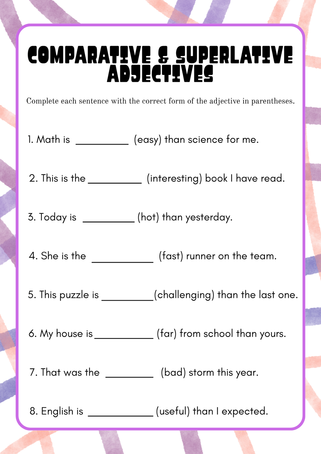 Adjectives Around Me Activity Pack (Grades 7-8) | Middle School Grammar & Writing Worksheets
