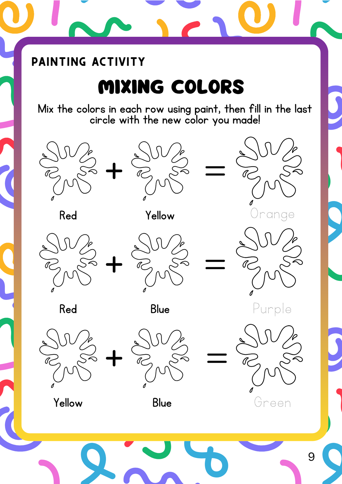 Colors & Shapes Preschool Activity Pack (Ages 3-5) | Color