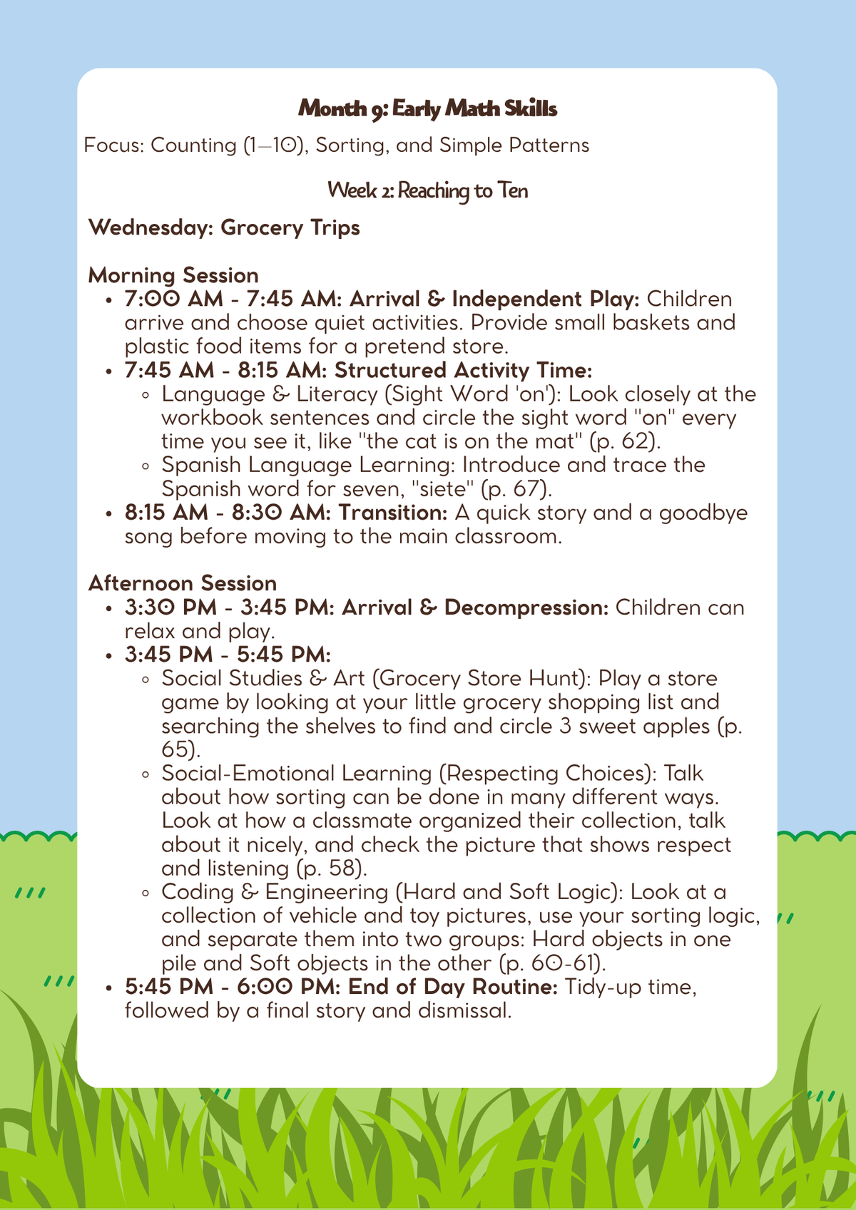 3–4 Years Old- Lesson Plan: Early Math Skills (Month 9) | Everyday Play N Learn Curriculum Series
